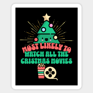 Retro Most Likely To Watch All the Christmas Movies Sticker